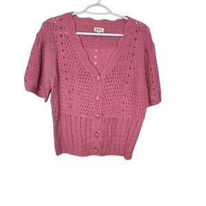 POL SHORT SLEEVE PINK CARDIGAN SIZE LARGE